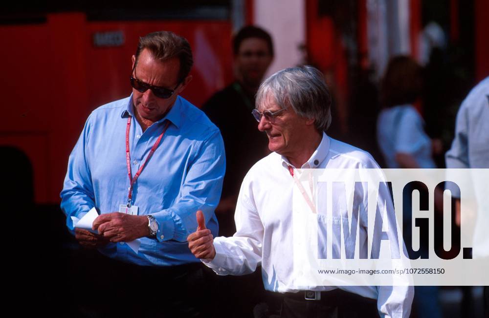 Bernie Ecclestone (GBR) F1 Supremo with Paddy Mcnally (GBR) in the paddock...Spanish Grand Prix, Rd5, Barcelona, Spain