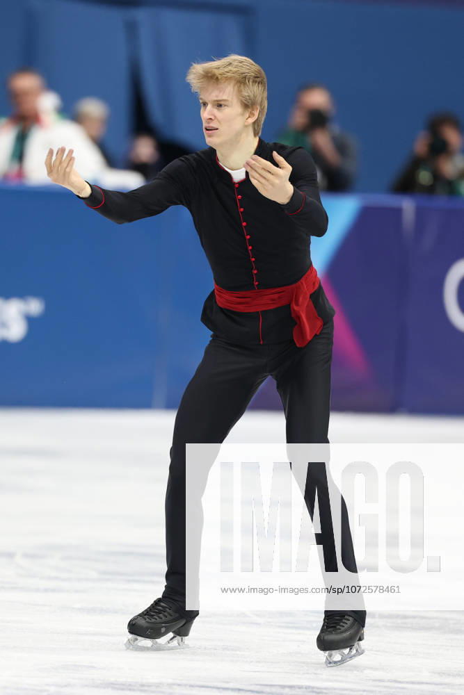 Milano Cortina 2026, Milan, Italy, 13.02, 2026, MiCo2026, MiCo, 2026, Olympics, Olympic, Winter Olympic, Olympic Winter games, Winterspiele,Spiele, Summer games Ifigure skating Daniel Grassl of Italy performs during his Mens single free skaiting competitions of Milano Cortina 2026 Olympic Winter Games in Milan, Italy, 13.02.2026. Photo: Roman Koksarov (RKF) Milan Italy