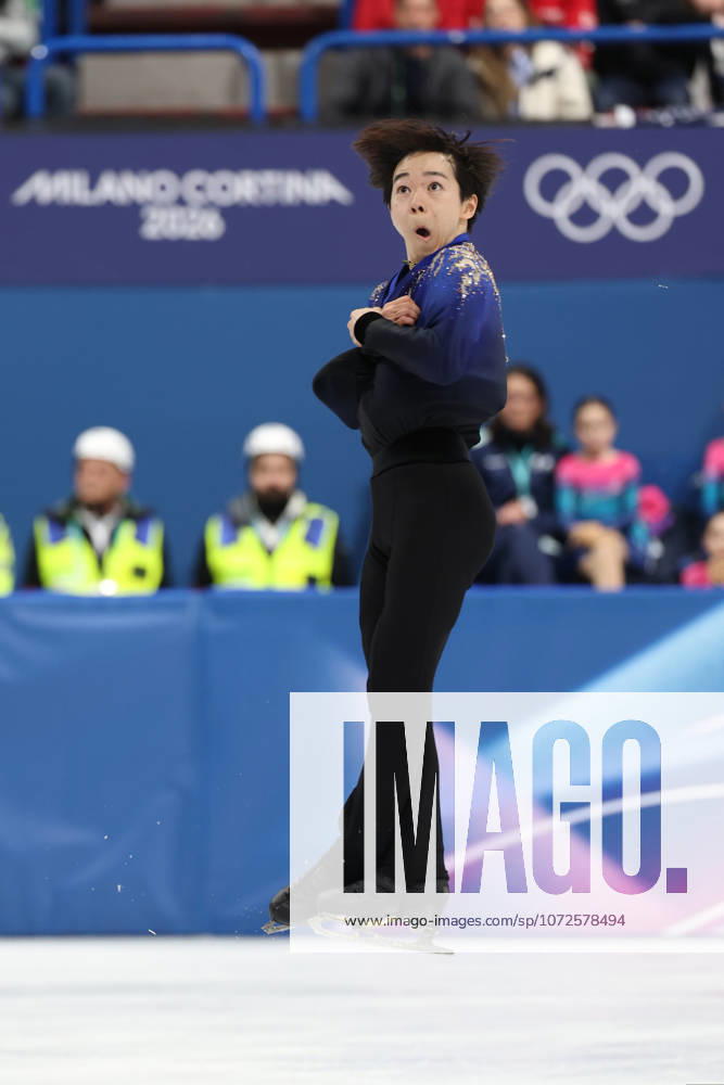 Milano Cortina 2026, Milan, Italy, 13.02, 2026, MiCo2026, MiCo, 2026, Olympics, Olympic, Winter Olympic, Olympic Winter games, Winterspiele,Spiele, Summer games Ifigure skating Yuma Kagiyama of Japan performs during his Mens single free skaiting competitions of Milano Cortina 2026 Olympic Winter Games in Milan, Italy, 13.02.2026. Photo: Roman Koksarov (RKF) Milan Italy