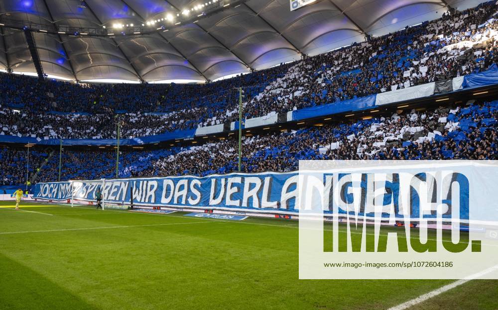 Soccer, Men, Season 2025 2026, 1 Bundesliga 22 Matchday , Hamburger SV 1 FC Union Berlin, Fans of HSV, Choreo for the 1887 Bundesliga match of HSV, We still feel the desire, 14 02 2026,