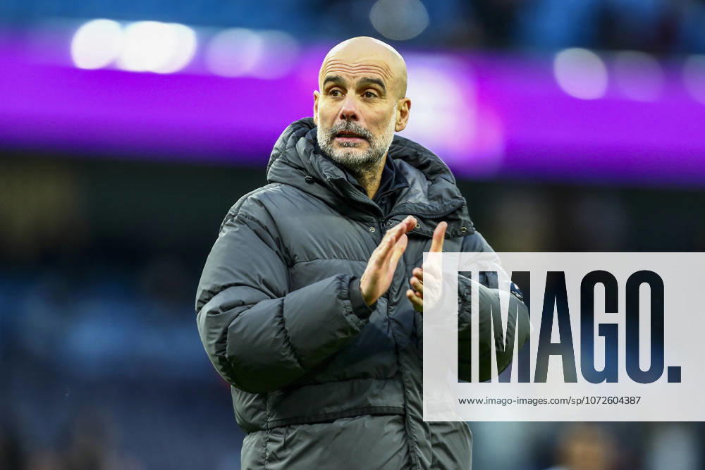 Manchester City v Salford City, Emirates FA Cup Pep Guardiola, Manager of Manchester City applauds the fans during the Manchester City v Salford City Emirates FA Cup 4th Round match at the Etihad Stadium, Manchester, England on 14 February 2026 Credit: Luke Williams Every Second Media Editorial use only. All images are copyright Every Second Media Limited. No images may be reproduced without prior permission. All rights reserved. Premier League and Football League images are subject to licensing agreements with Football DataCo Limited. see https: www.football-dataco.com