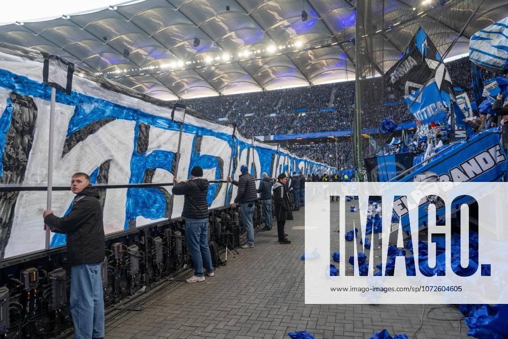 Soccer, Men, Season 2025 2026, 1 Bundesliga 22 Matchday , Hamburger SV 1 FC Union Berlin, Fans of HSV in the Nordkurve, Choreo for the 1887 Bundesliga match of HSV, We still feel the desire, 14 02 2026,