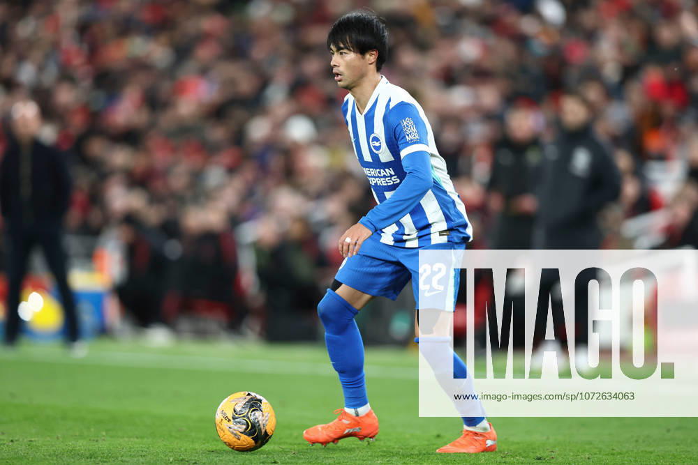 Liverpool v Brighton & Hove Albion, Emirates FA Cup Kaoru Mitoma of Brighton And Hove Albion during the Liverpool v Brighton & Hove Albion Emirates FA Cup 4th Round match at Anfield, Liverpool, England on 14 February 2026 Credit: Ian Stephen Every Second Media Editorial use only. All images are copyright Every Second Media Limited. No images may be reproduced without prior permission. All rights reserved. Premier League and Football League images are subject to licensing agreements with Football DataCo Limited. see https: www.football-dataco.com