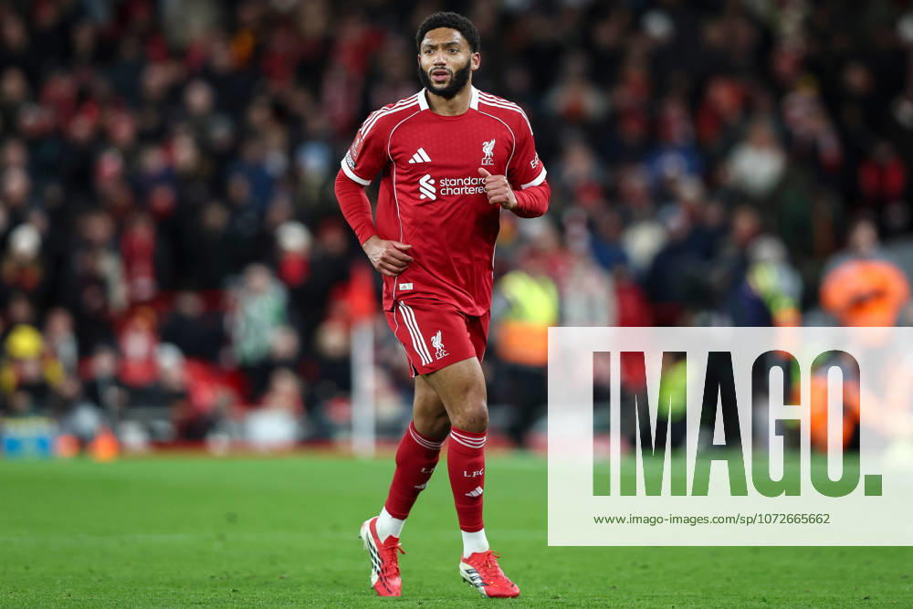 Liverpool v Brighton & Hove Albion, Emirates FA Cup Joe Gomez of Liverpool during the Liverpool v Brighton & Hove Albion Emirates FA Cup 4th Round match at Anfield, Liverpool, England on 14 February 2026 Credit: Ian Stephen Every Second Media Editorial use only. All images are copyright Every Second Media Limited. No images may be reproduced without prior permission. All rights reserved. Premier League and Football League images are subject to licensing agreements with Football DataCo Limited. see https: www.football-dataco.com