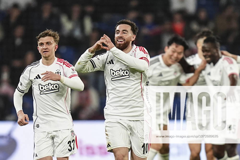 RAMS Basaksehir v Besiktas - Turkish Super Lig ISTANBUL, TURKIYE - FEBRUARY 15: Orkun Kokcu (10) of Besiktas celebrates with his team mates after scoring a goal during Turkish Super Lig match between RAMS Basaksehir and Besiktas at Basaksehir Fatih Terim Stadium in Istanbul, Turkiye on February 15, 2026. Agit Erdi Ulukaya Anadolu Istanbul Turkey. Editorial use only. Please get in touch for any other usage.