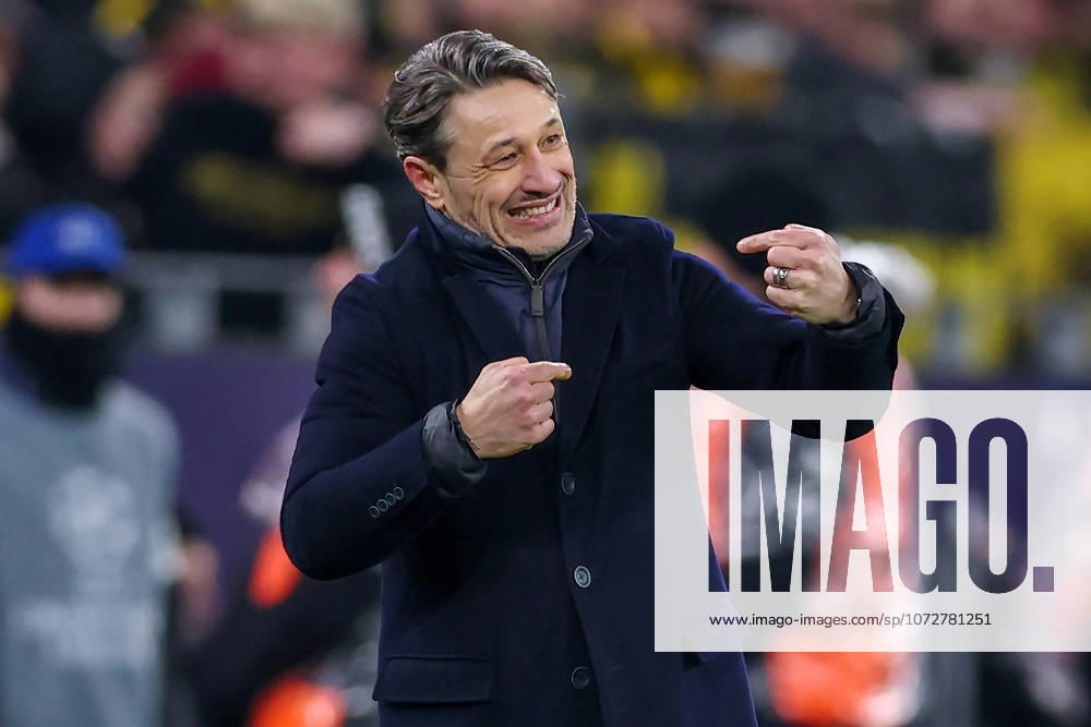 Football, UEFA Champions League, Borussia Dortmund Atalanta Bergamo, BVB Stadion, Play Offs first leg, Season 2025 2026 Head coach Niko Kovac BVB hc wildly gesticulating on the sidelines Regulations prohibit any use of photographs as image sequences and or quasi video North Rhine-Westphalia Germany