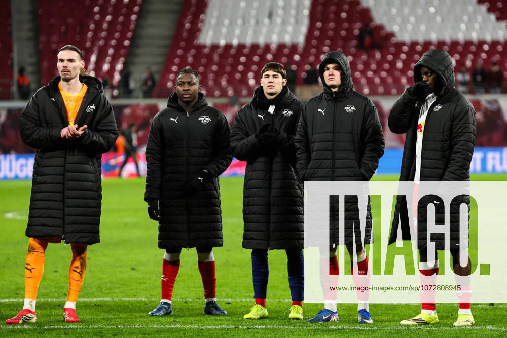 From l Goalkeeper Maarten Vandevoordt RB Leipzig,26 , Johan Bakayoko RB Leipzig,9 , Andrija Maksimovic RB Leipzig,33 , Conrad Harder RB Leipzig,11 , Castello Lukeba RB Leipzig,23 1 Soccer Bundesliga Season 2025 2026 Point Match RB Leipzig vs VfL Wolfsburg at the Red Bull Arena in Leipzig Action,Soccer,Germany,Man,Men