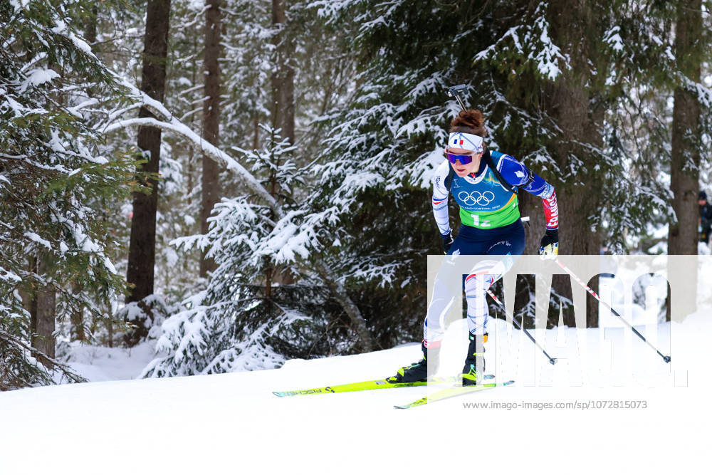 Antholz, Italy 18 February 2026 Biathlon relay 4 x 6 km women 2026 Olympics Pictured Lou Jeanmonnot FRA Anterselva Biathlon Arena