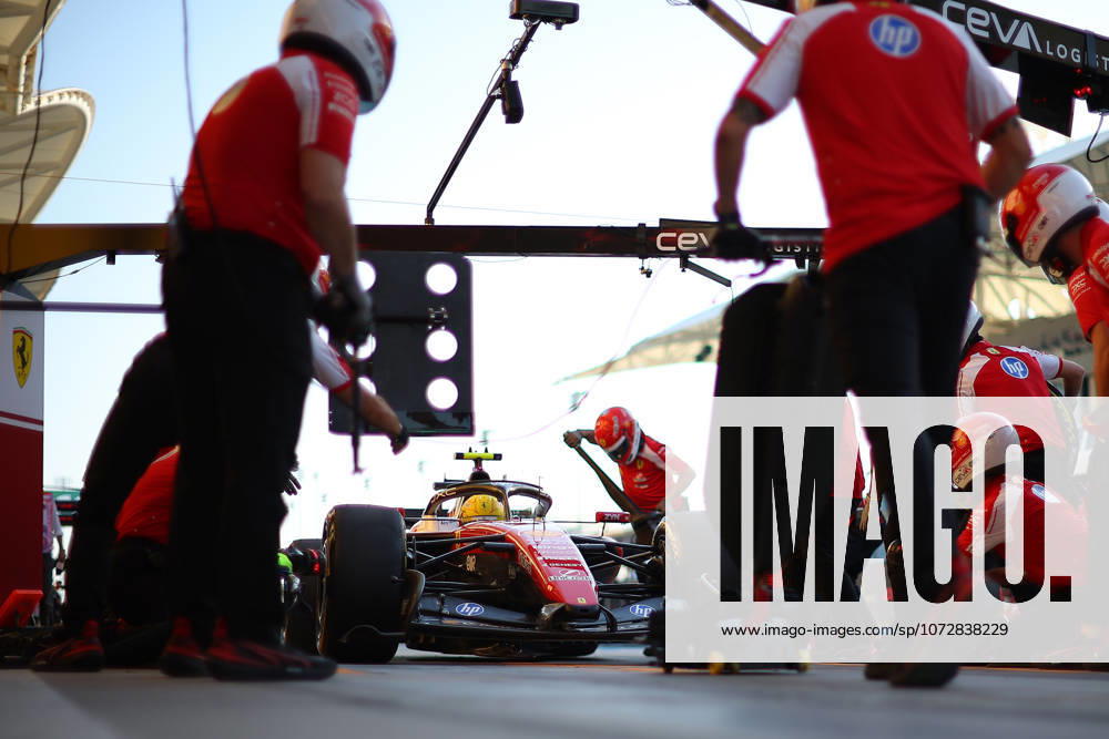 Formula One Pre Season test 2026 Lewis Hamilton of Scuderia Ferrari HP during pit stop during Day 4 of Formula 1 Pre-Season Test 2026 at Bahrain International Circuit on February 18, 2026 in Sakhir, Bahrain. Sakhir Bahrain International Circuit Bahrain