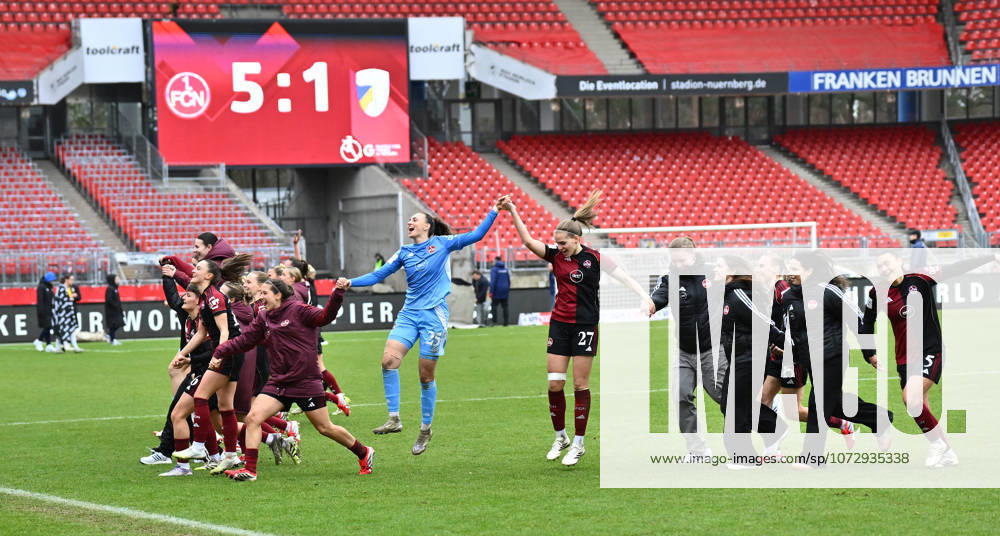 Soccer Season 2025 2026 1 Google Pixel Women Bundesliga 19 Matchday 1 FC Nürnberg FCN Club Clubfrauen FC Carl Zeiss Jena Sportfoto Zink Team Team FCN Cheering Joy after the end of the match