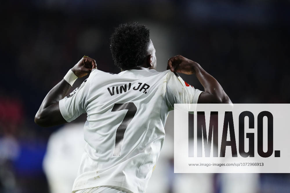CA Osasuna v Real Madrid CF - LaLiga EA Sports Vinicius Junior left winger of Real Madrid and Brazil.celebrates after scoring his sides first goal during the LaLiga EA Sports match between CA Osasuna and Real Madrid CF at Estadio El Sadar on February 21, 2026 in Pamplona, Spain. Pamplona Spain