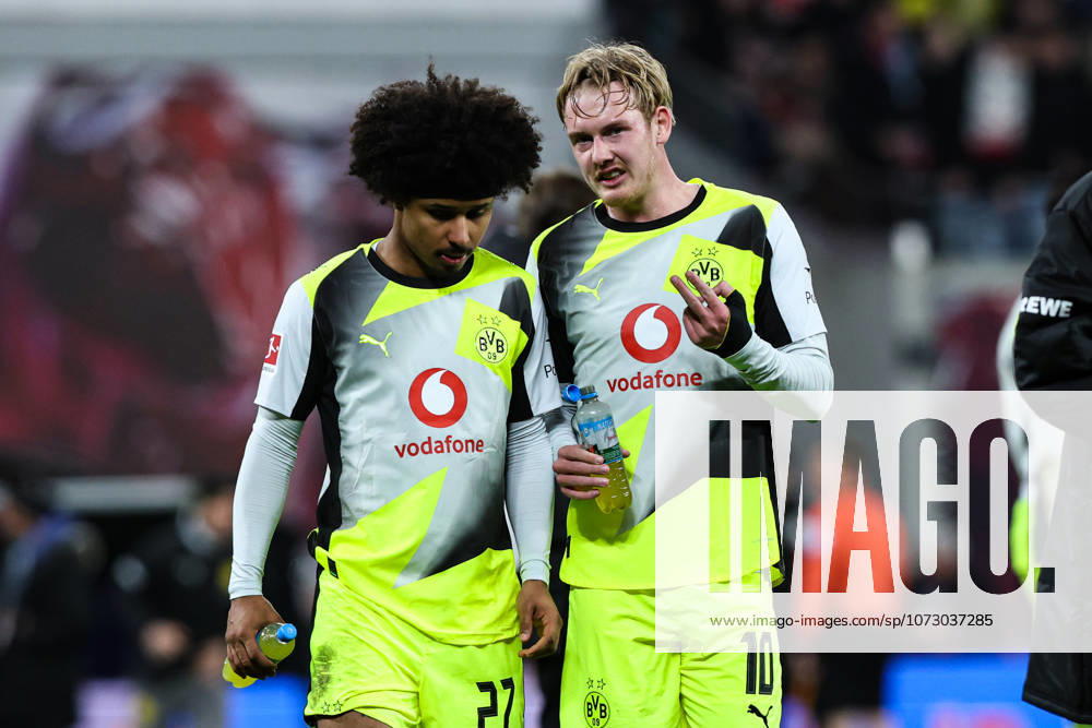 Julian Brandt Borussia Dortmund,10 and Karim Adeyemi Borussia Dortmund,27 1 Soccer Bundesliga Season 2025 2026 RB Leipzig vs Borussia Dortmund at the Red Bull Arena in Leipzig Action,Soccer,Germany,Man,Men