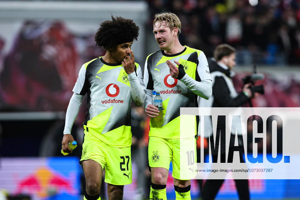 Julian Brandt Borussia Dortmund,10 and Karim Adeyemi Borussia Dortmund,27 1 Soccer Bundesliga Season 2025 2026 RB Leipzig vs Borussia Dortmund at the Red Bull Arena in Leipzig Action,Soccer,Germany,Man,Men
