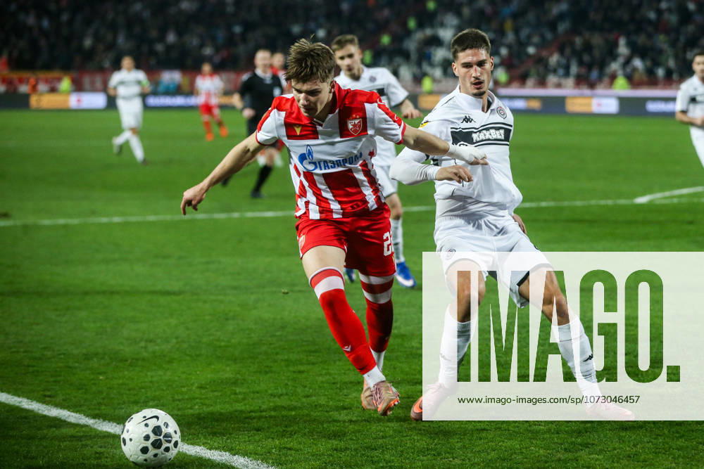 Crvena Zvezda v Partizan - Serbian SuperLiga BELGRADE, SERBIA - FEBRUARY 22: Players in action during the Serbian SuperLiga football match between Crvena Zvezda and Partizan at Rajko Mitic Stadium in Belgrade, Serbia on February 22, 2026. Filip Stevanovic Anadolu Belgrade Serbia. Editorial use only. Please get in touch for any other usage.
