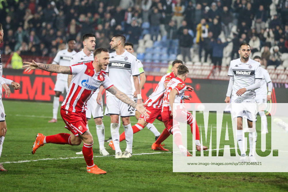 Crvena Zvezda v Partizan - Serbian SuperLiga BELGRADE, SERBIA - FEBRUARY 22: Players in action during the Serbian SuperLiga football match between Crvena Zvezda and Partizan at Rajko Mitic Stadium in Belgrade, Serbia on February 22, 2026. Filip Stevanovic Anadolu Belgrade Serbia. Editorial use only. Please get in touch for any other usage.