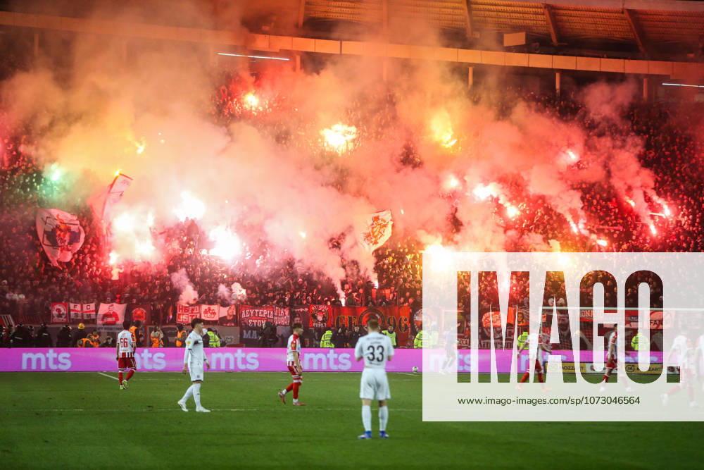 Crvena Zvezda v Partizan - Serbian SuperLiga BELGRADE, SERBIA - FEBRUARY 22: Players in action during the Serbian SuperLiga football match between Crvena Zvezda and Partizan at Rajko Mitic Stadium in Belgrade, Serbia on February 22, 2026. Filip Stevanovic Anadolu Belgrade Serbia. Editorial use only. Please get in touch for any other usage.