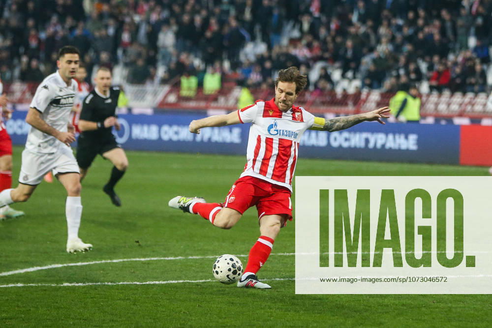 Crvena Zvezda v Partizan - Serbian SuperLiga BELGRADE, SERBIA - FEBRUARY 22: Aleksandar Katai (10) of Crvena Zvezda in action during the Serbian SuperLiga football match between Crvena Zvezda and Partizan at Rajko Mitic Stadium in Belgrade, Serbia on February 22, 2026. Filip Stevanovic Anadolu Belgrade Serbia. Editorial use only. Please get in touch for any other usage.