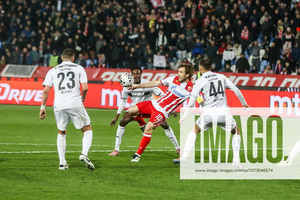 Crvena Zvezda v Partizan - Serbian SuperLiga BELGRADE, SERBIA - FEBRUARY 22: Aleksandar Katai (10) of Crvena Zvezda in action during the Serbian SuperLiga football match between Crvena Zvezda and Partizan at Rajko Mitic Stadium in Belgrade, Serbia on February 22, 2026. Filip Stevanovic Anadolu Belgrade Serbia. Editorial use only. Please get in touch for any other usage.