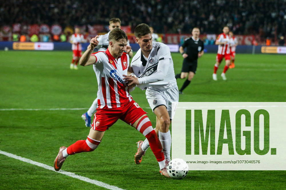 Crvena Zvezda v Partizan - Serbian SuperLiga BELGRADE, SERBIA - FEBRUARY 22: Players in action during the Serbian SuperLiga football match between Crvena Zvezda and Partizan at Rajko Mitic Stadium in Belgrade, Serbia on February 22, 2026. Filip Stevanovic Anadolu Belgrade Serbia. Editorial use only. Please get in touch for any other usage.