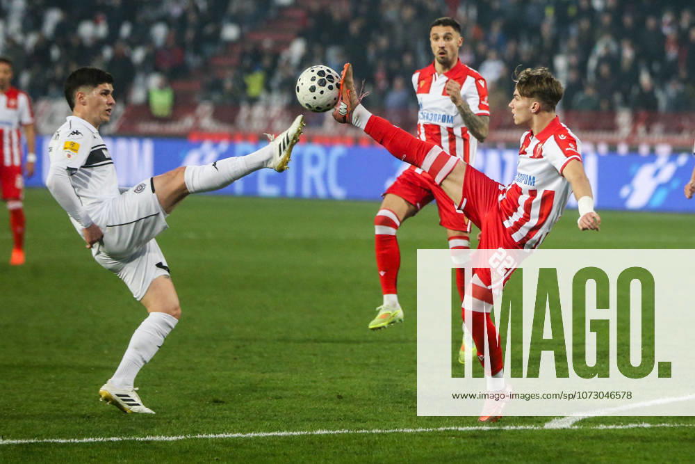 Crvena Zvezda v Partizan - Serbian SuperLiga BELGRADE, SERBIA - FEBRUARY 22: Vasilije Kostov (22) of Crvena Zvezda in action during the Serbian SuperLiga football match between Crvena Zvezda and Partizan at Rajko Mitic Stadium in Belgrade, Serbia on February 22, 2026. Filip Stevanovic Anadolu Belgrade Serbia. Editorial use only. Please get in touch for any other usage.