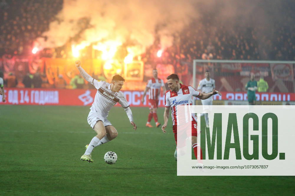 Crvena Zvezda v Partizan - Serbian SuperLiga BELGRADE, SERBIA - FEBRUARY 22: Players in action during the Serbian SuperLiga football match between Crvena Zvezda and Partizan at Rajko Mitic Stadium in Belgrade, Serbia on February 22, 2026. Filip Stevanovic Anadolu Belgrade Serbia. Editorial use only. Please get in touch for any other usage.