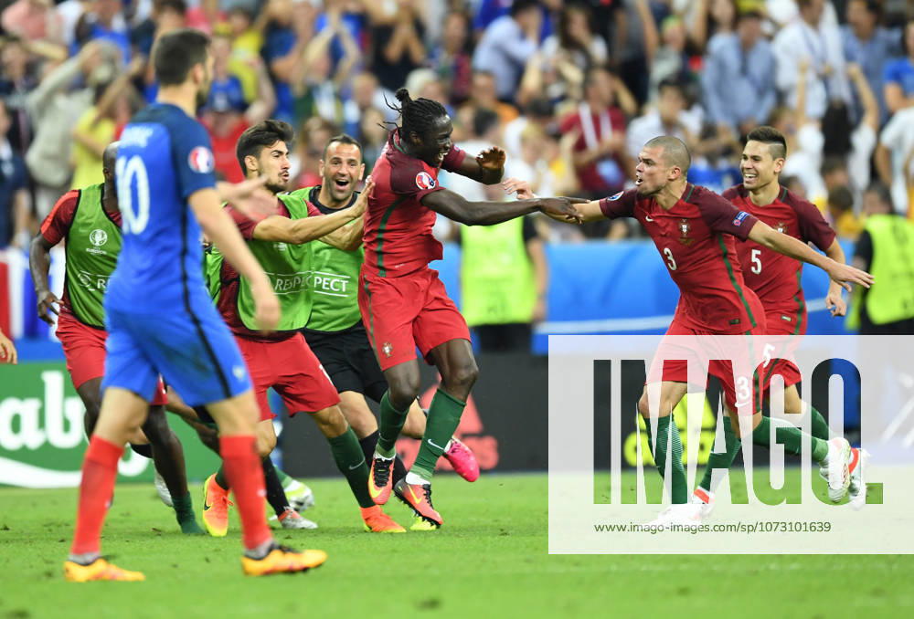 Portugal wins UEFA EURO, EM, Europameisterschaft,Fussball 2016 PARIS, FRANCE - JULY 10: Portugal s Eder celebrates after scoring a goal during the Euro 2016 final football match between Portugal and France at the Stade de France in Saint-Denis, north of Paris, France on July 10, 2016. Ile-de-France France. Editorial use only. Please get in touch for any other usage.