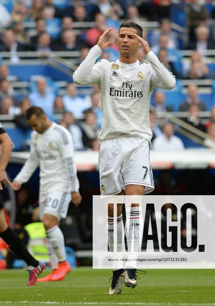 Real Madrid CF v UD Almeria - La Liga MADRID, SPAIN - APRIL 29: Cristiano Ronaldo of Real Madrid CF in action during the La Liga match between Real Madrid CF and UD Almeria at Estadio Santiago Bernabeu on April 29, 2015 in Madrid, Spain. Evrim Aydin Anadolu Agency Madrid Spain. Editorial use only. Please get in touch for any other usage.