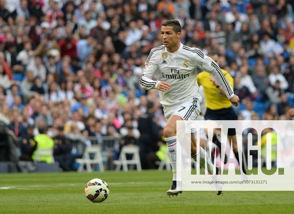 Real Madrid CF v UD Almeria - La Liga MADRID, SPAIN - APRIL 29: Cristiano Ronaldo of Real Madrid CF in action during the La Liga match between Real Madrid CF and UD Almeria at Estadio Santiago Bernabeu on April 29, 2015 in Madrid, Spain. Evrim Aydin Anadolu Agency Madrid Spain. Editorial use only. Please get in touch for any other usage.