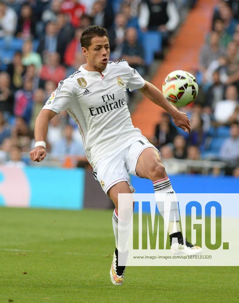 Real Madrid CF v UD Almeria - La Liga MADRID, SPAIN - APRIL 29: Chicharito of Real Madrid CF in action during the La Liga match between Real Madrid CF and UD Almeria at Estadio Santiago Bernabeu on April 29, 2015 in Madrid, Spain. Evrim Aydin Anadolu Agency Madrid Spain. Editorial use only. Please get in touch for any other usage.