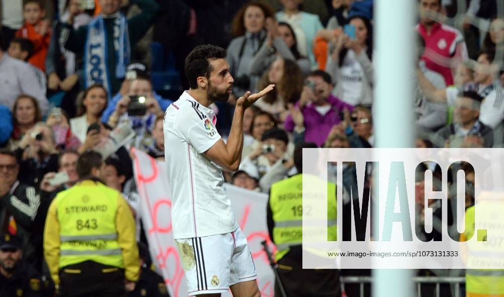 Real Madrid CF v UD Almeria - La Liga MADRID, SPAIN - APRIL 29: Alvaro Arbeloa of Real Madrid CF celebrates after scoring a goal during the La Liga match between Real Madrid CF and UD Almeria at Estadio Santiago Bernabeu on April 29, 2015 in Madrid, Spain. Evrim Aydin Anadolu Agency Madrid Spain. Editorial use only. Please get in touch for any other usage.