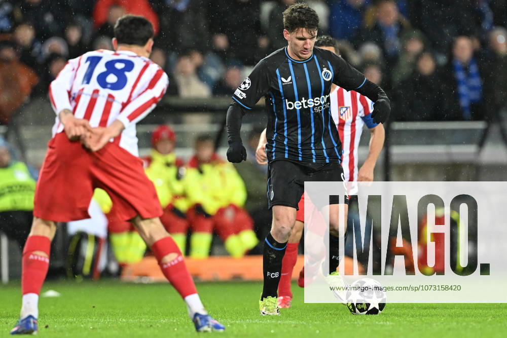Club Brugge vs Atletico Madrid Christos Tzolis (8) of Club Brugge pictured during the Uefa Champions League Knock Out play offs first leg in season 2025 - 2026 between Club Brugge KV and Atletico de Madrid on February 18 , 2026 in Brugge, Belgium. (Photo by David Catry Isosport) Brugge Belgium