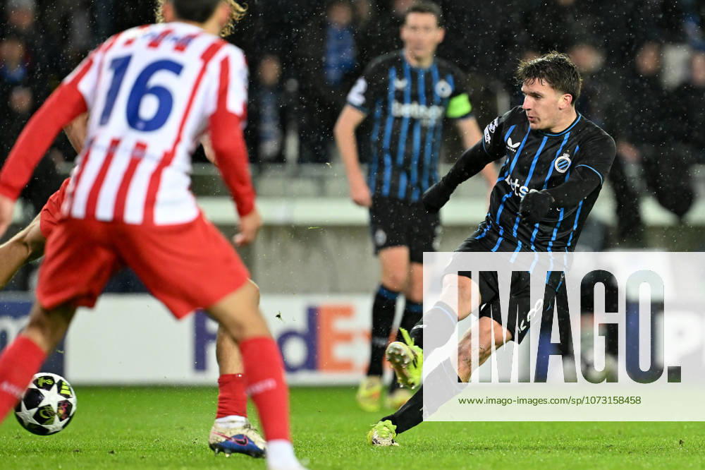 Club Brugge vs Atletico Madrid Christos Tzolis (8) of Club Brugge pictured during the Uefa Champions League Knock Out play offs first leg in season 2025 - 2026 between Club Brugge KV and Atletico de Madrid on February 18 , 2026 in Brugge, Belgium. (Photo by David Catry Isosport) Brugge Belgium