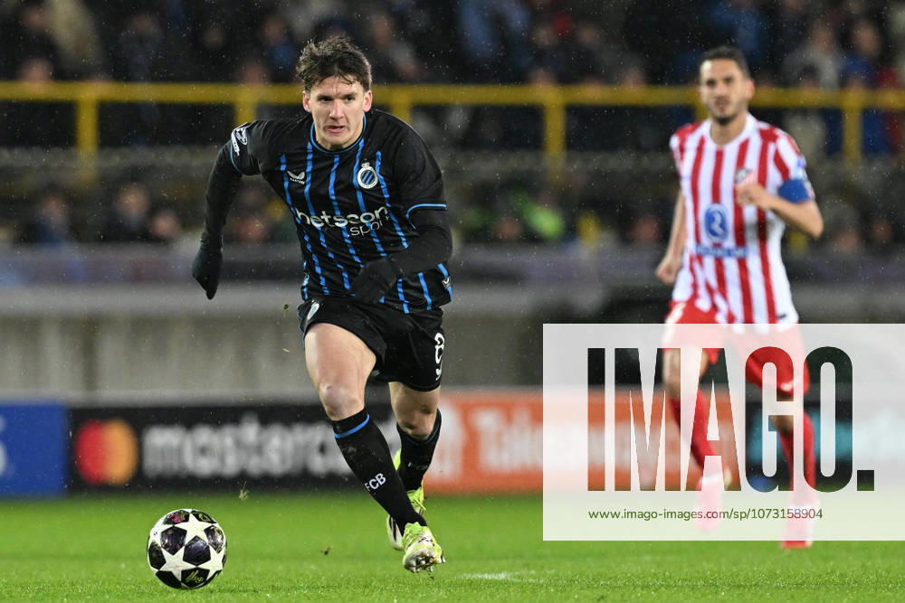 Club Brugge vs Atletico Madrid Christos Tzolis (8) of Club Brugge pictured during the Uefa Champions League Knock Out play offs first leg in season 2025 - 2026 between Club Brugge KV and Atletico de Madrid on February 18 , 2026 in Brugge, Belgium. (Photo by David Catry Isosport) Brugge Belgium