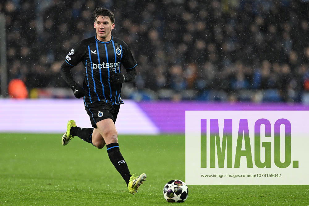 Club Brugge vs Atletico Madrid Christos Tzolis (8) of Club Brugge pictured during the Uefa Champions League Knock Out play offs first leg in season 2025 - 2026 between Club Brugge KV and Atletico de Madrid on February 18 , 2026 in Brugge, Belgium. (Photo by David Catry Isosport) Brugge Belgium