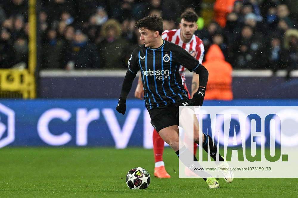 Club Brugge vs Atletico Madrid Christos Tzolis (8) of Club Brugge pictured during the Uefa Champions League Knock Out play offs first leg in season 2025 - 2026 between Club Brugge KV and Atletico de Madrid on February 18 , 2026 in Brugge, Belgium. (Photo by David Catry Isosport) Brugge Belgium