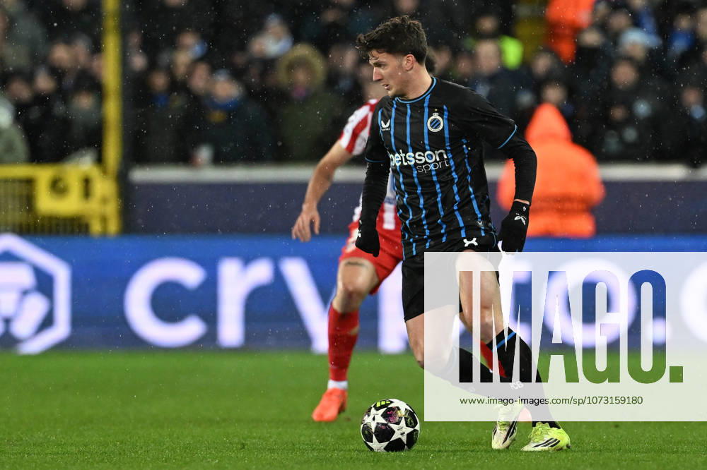 Club Brugge vs Atletico Madrid Christos Tzolis (8) of Club Brugge pictured during the Uefa Champions League Knock Out play offs first leg in season 2025 - 2026 between Club Brugge KV and Atletico de Madrid on February 18 , 2026 in Brugge, Belgium. (Photo by David Catry Isosport) Brugge Belgium
