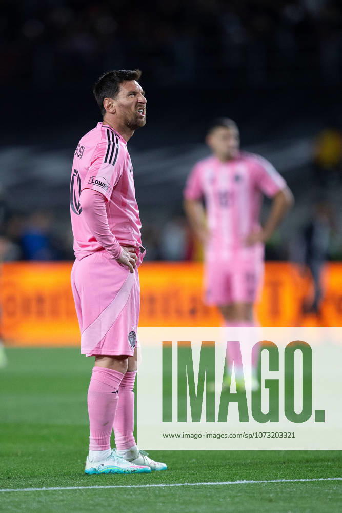 Lionel Messi 10 of the Inter Miami reacts after a score by Los Angeles Football Club during a 2026 MLS, Fussball Herren, USA season game on Saturday February 21, 2026 at the Los Angeles Coliseum in Los Angeles, California. LAFC defeats Miami, 3-0. DOUGLAS CUELLAR FOTOGRID PI Los Angeles USA - ZUMAp124 20260221_zaa_p124_121