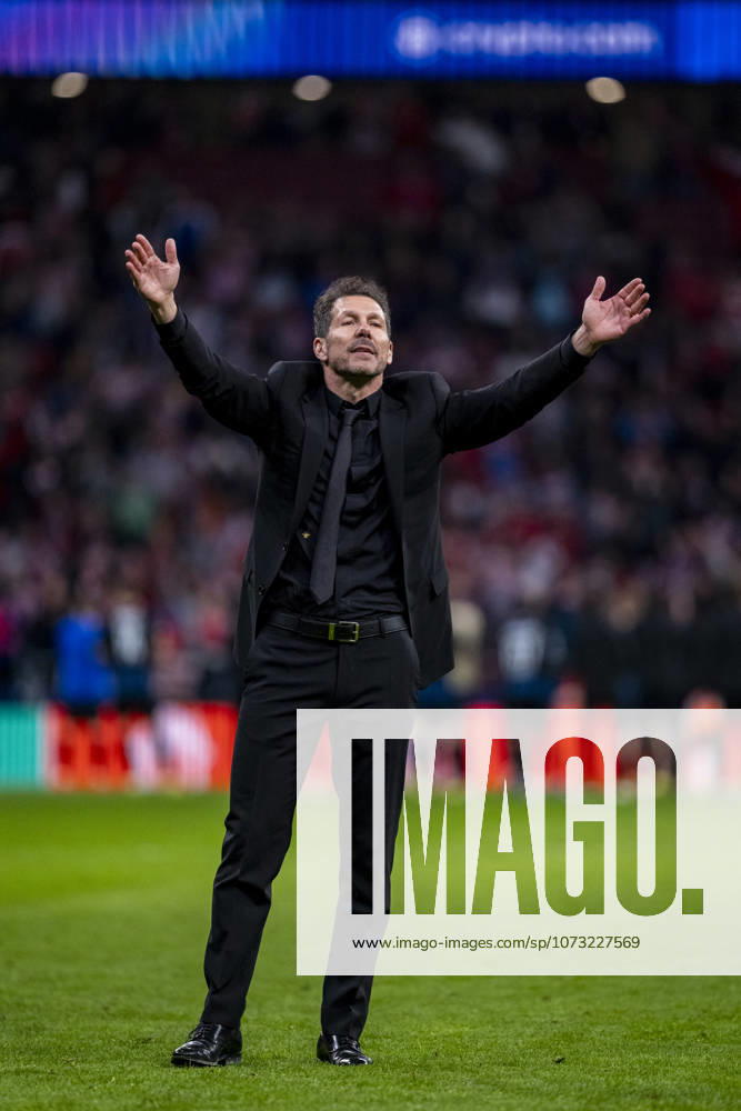 Atletico de Madrid v Club Brugge KV - UEFA Champions League 2025 26 League Knockout Play-off Second Leg Diego Pablo Simeone, head coach of Atletico de Madrid, celebrates after winning the UEFA Champions League 2025 26 League Knockout Play-off Second Leg match between Atletico de Madrid and Club Brugge KV at Estadio Riyadh Air Metropolitano on February 24, 2026 in Madrid, Spain. Madrid Estadio Riyadh Air Metropolitano Madrid Spain