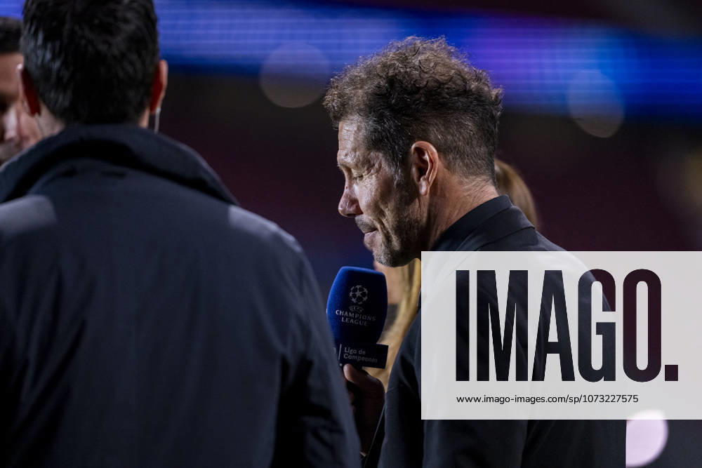 Atletico de Madrid v Club Brugge KV - UEFA Champions League 2025 26 League Knockout Play-off Second Leg Diego Pablo Simeone, head coach of Atletico de Madrid, is interviewed at the end of the the UEFA Champions League 2025 26 League Knockout Play-off Second Leg match between Atletico de Madrid and Club Brugge KV at Estadio Riyadh Air Metropolitano on February 24, 2026 in Madrid, Spain. Madrid Estadio Riyadh Air Metropolitano Madrid Spain