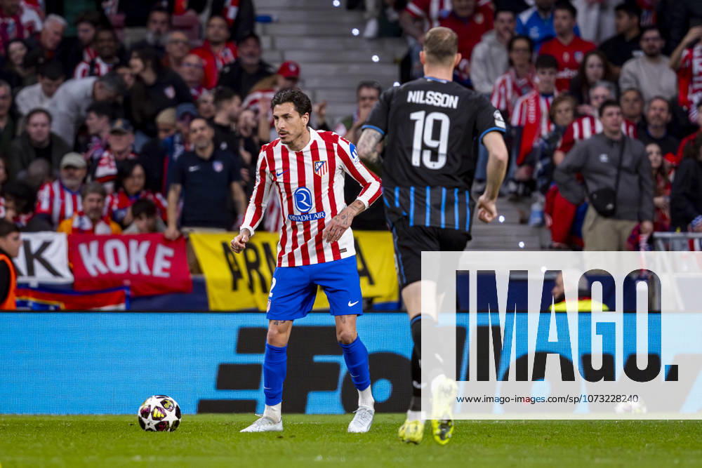 Atletico de Madrid v Club Brugge KV - UEFA Champions League 2025 26 League Knockout Play-off Second Leg Jose Maria Gimenez of Atletico de Madrid (L) is in action with the ball during the UEFA Champions League 2025 26 League Knockout Play-off Second Leg match between Atletico de Madrid and Club Brugge KV at Estadio Riyadh Air Metropolitano on February 24, 2026 in Madrid, Spain. Madrid Estadio Riyadh Air Metropolitano Madrid Spain