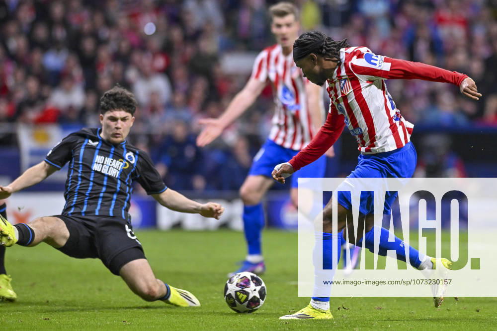 ADEMOLA OLAJADE ALADE AYLOLA LOOKMAN of Atletico de Madrid shoots for goal during the Champions League match, second leg of the Play-Off between ATLo°TICO DE MADRID and CLUB BRUJAS KV, held on February 24, 2026, at the Riad Air Metropolitano, Madrid, Spain. Madrid Spain - ZUMAc312 20260224_zsp_c312_143