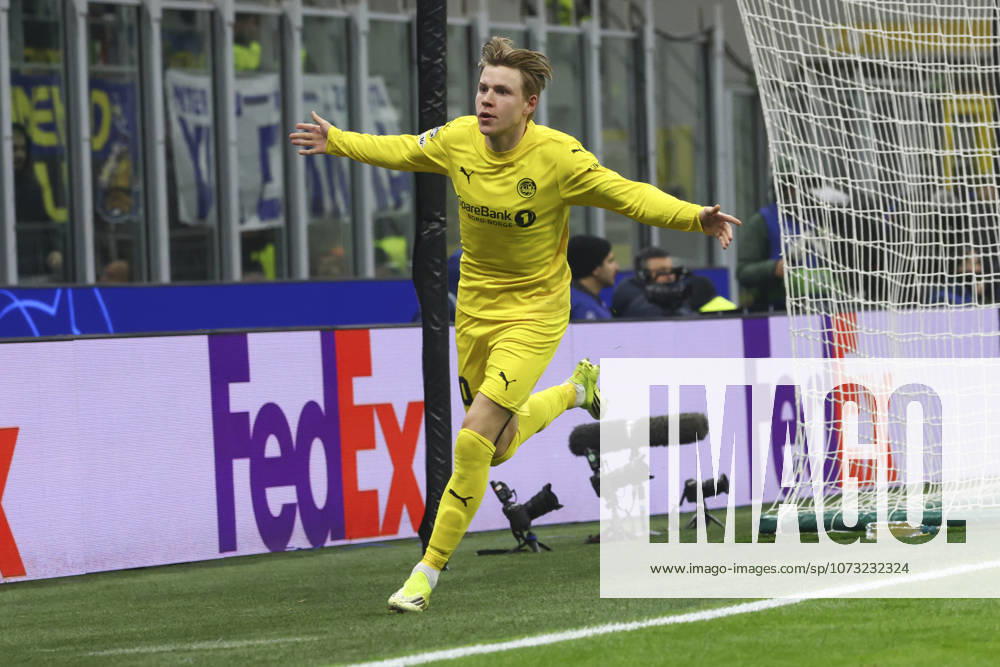 FC Internazionale Milano v FK Bodo Glimt - UEFA Champions League 2025 26 League Knockout Play-off Second Leg Jens Petter Hauge celebrates the goal during the UEFA Champions League 2025 26 League Knockout Play-off Second Leg match between FC Internazionale Milano and FK Bodo Glimt in Milano, Italy, on February 24, 2026, at Giuseppe Meazza stadium Milano Milano Italy
