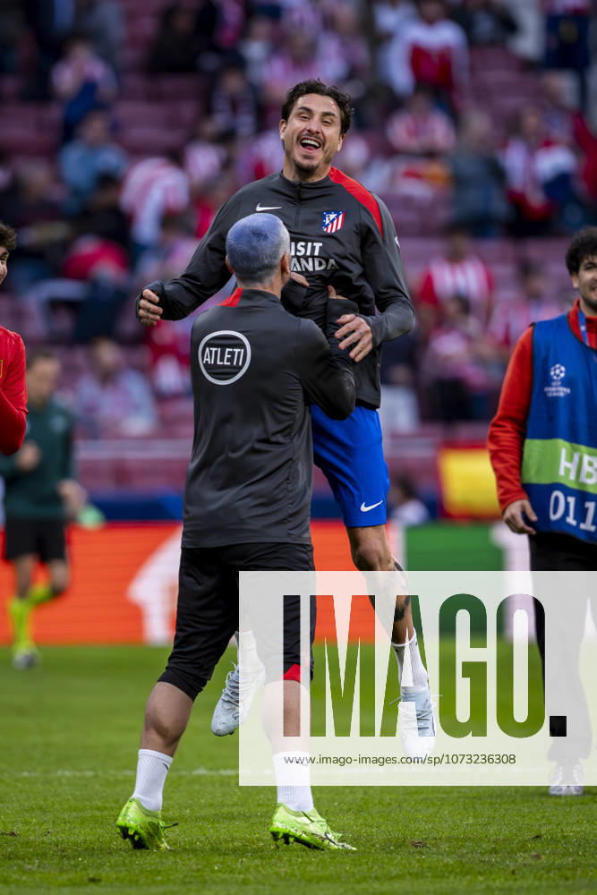 Atletico de Madrid v Club Brugge KV - UEFA Champions League 2025 26 League Knockout Play-off Second Leg Jose Maria Gimenez of Atletico de Madrid (R) warms up with Antoine Griezmann of Atletico de Madrid (L) prior to the UEFA Champions League 2025 26 League Knockout Play-off Second Leg match between Atletico de Madrid and Club Brugge KV at Estadio Riyadh Air Metropolitano on February 24, 2026 in Madrid, Spain. Madrid Estadio Riyadh Air Metropolitano Madrid Spain