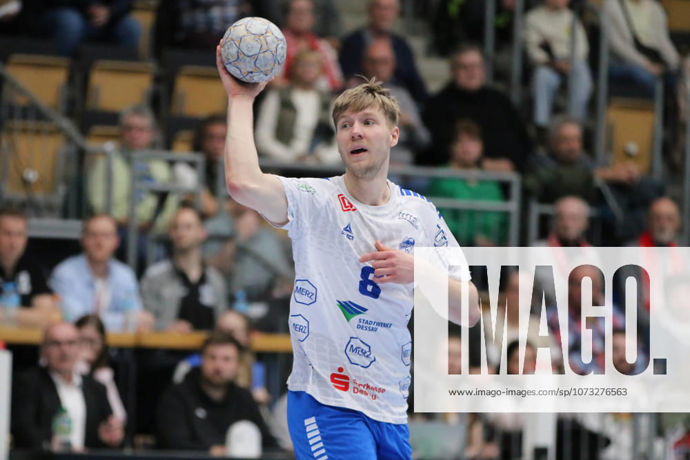 Handball Men 2025 2026 2 Handball Bundesliga 21 Matchday HSG Nordhorn Lingen Dessau Roßlauer HV 06 EmslandArena Lingen Julius Drachau Dessau, 8, white on the ball Lingen Ems Lower Saxony Germany