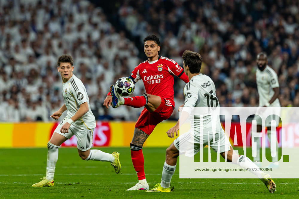 FBL Uefa Champions League 2025 26 Real Madrid SL Benfica Richard Rios of Benfica controls the ball during the UEFA Champions League 2025 26 League Play off Second Leg match between Real Madrid and Sport Lisboa e Benfica on Wednesday 25 February 2026 in Madrid, Spain
