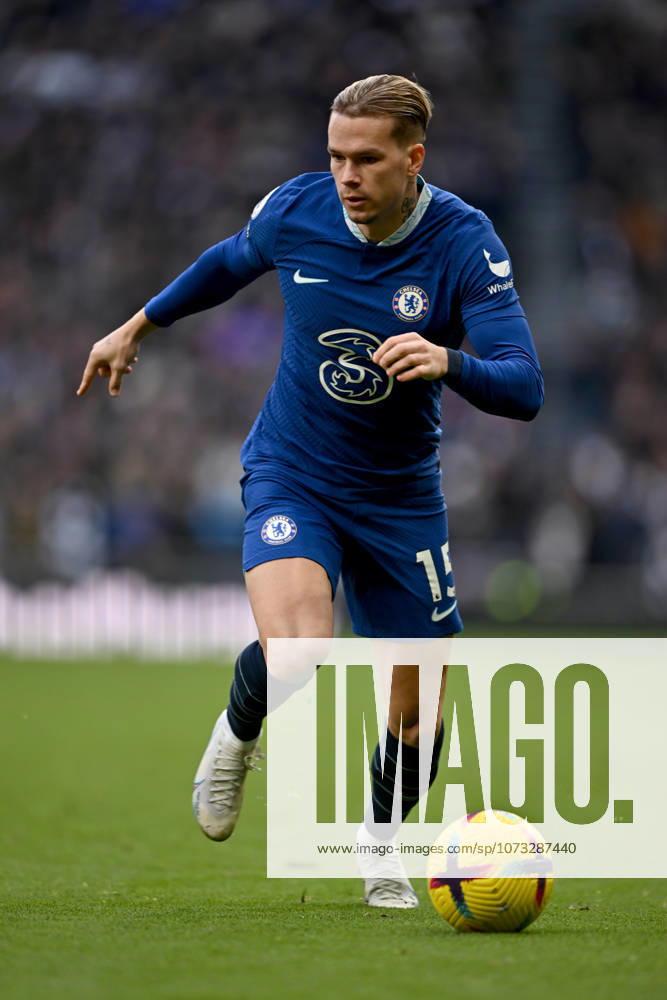 Tottenham Hotspur v Chelsea - Premier League Mykhaylo Mudryk of Chelsea on the ball during the Premier League match between Tottenham Hotspur and Chelsea FC at Tottenham Hotspur Stadium on February 26, 2023 in London, England. London Tottenham Hotspur Stadium England United Kingdom