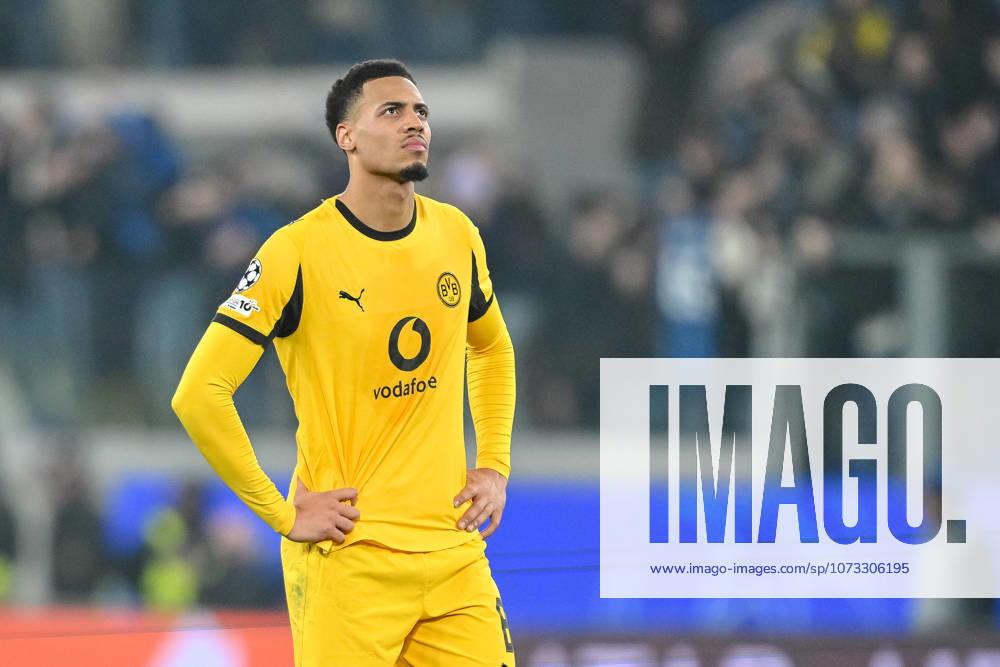 Felix Nmecha Borussia Dortmund Looks on during the UEFA Champions League 2025 26 League Knockout Play off Second Leg match between Atalanta BC and Borussia Dortmund at Stadio di Bergamo on February 25, 2026 in Bergamo, Italy Photo by Harry Langer DeFodi Images