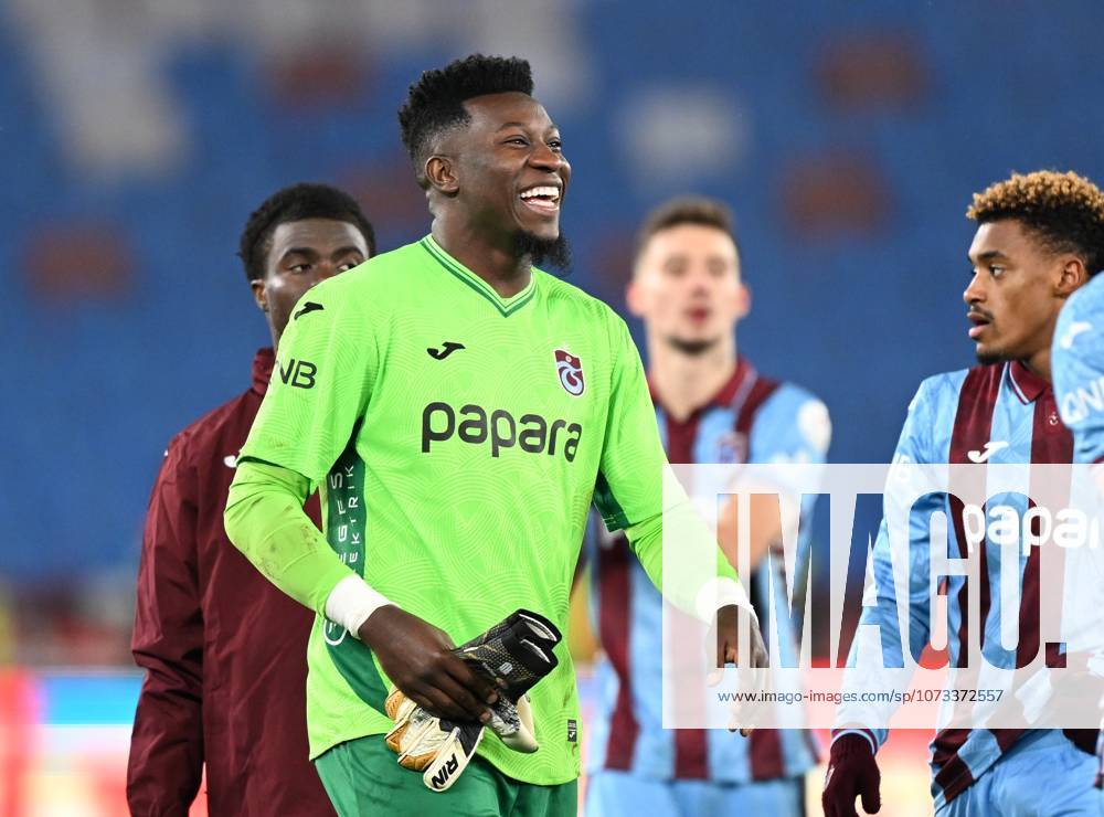 Trabzonspor v Misirli.com.tr Fatih Karagumruk - Turkish Super Lig TRABZON, TURKIYE - FEBRUARY 27: Andre Onana of Trabzonspor celebrates after winning the Turkish Super Lig week 24 football match between Trabzonspor and Misirli.com.tr Fatih Karagumruk at Papara Park in Trabzon, Turkiye on February 27, 2026. Hakan Burak Altunoz Anadolu Trabzon Turkey. Editorial use only. Please get in touch for any other usage.