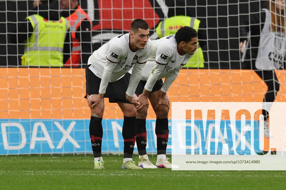 F l n r Patrik Schick Bayer 04 Leverkusen, 14 and Jarell Quansah Bayer 04 Leverkusen, 04 frustrated after the end of the match GER, Bayer 04 Leverkusen vs 1 FSV Mainz 05, Football, Bundesliga, Matchday 24, Season 2025 2026, 28 02 2026 DFL REGULATES PROHIBIT ANY USE OF PHOTOGRAPHS AS IMAGE SEQUENCES AND OR QUASI VIDEO GER, Bayer 04 Leverkusen vs 1 FSV Mainz 05, Football, Bundesliga, Matchday 24, Season 2025 2026, 28 02 2026 Leverkusen