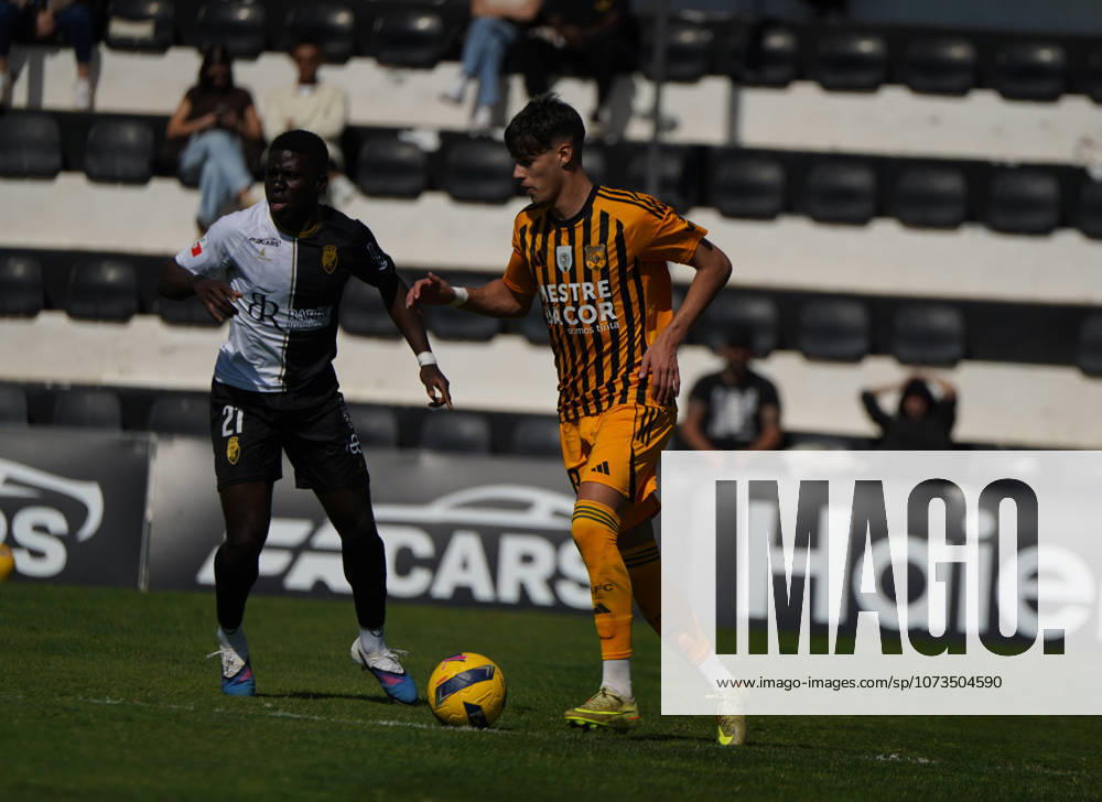 Liga Portugal 2 Meu Super Round 24 football match between SC Farense and Lusitania Lourosa FC, Faro, Portugal Faro, Portugal. 1 st Mar, 2026. Bala Sangare, SC Farense player , lining up before the start of the SC Farense 2 - 1 Lusitano Lourosa FC Round 24 match for the football Liga Portugal 2 Meu Super. Nuno Pires Veloso Alamy Live News
